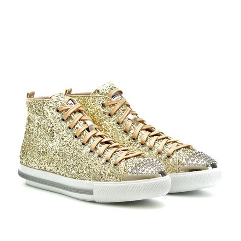 miu miu glitter high top sneakers|miu mi u sneakers.